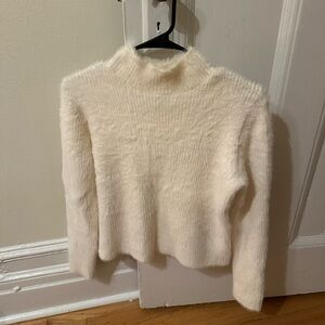Banana Republic Cream Fuzzy Mock Neck Sweater - Women